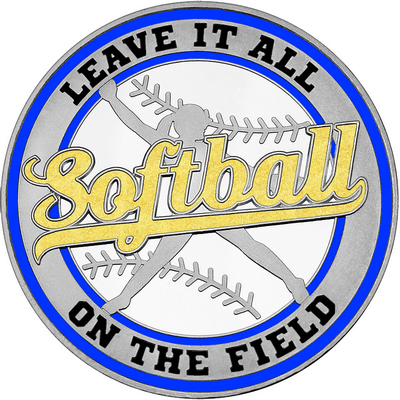 Gold "Softball" with Royal Blue Outer Circular Borders